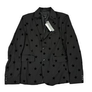 Jaywalker Mens Notch Lapel Star-Flocked Sport Coat Black S